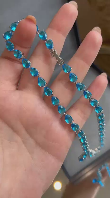 Colar Riviera Gotas Azul Claro