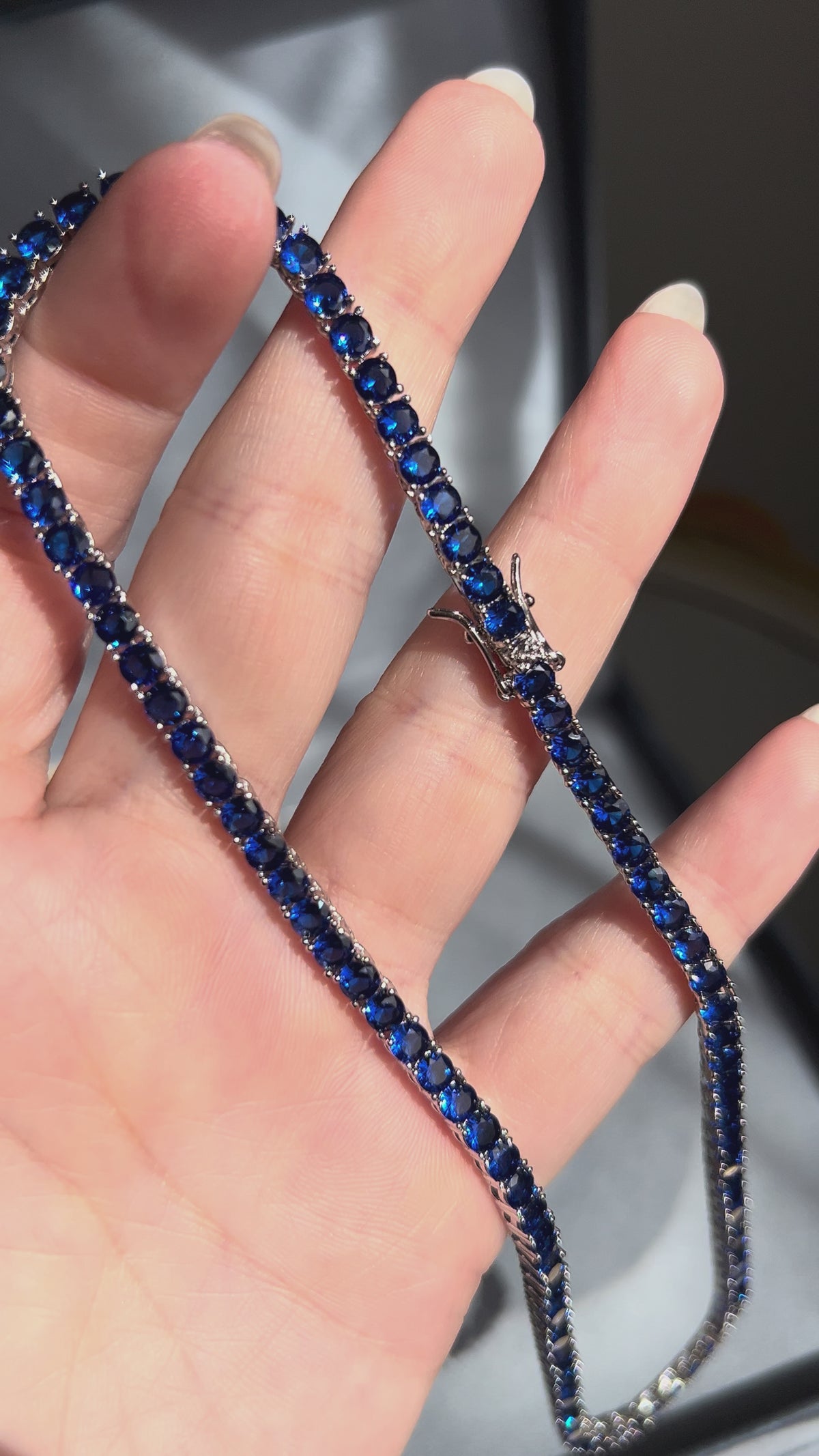 Colar Riviera 4mm Azul Safira