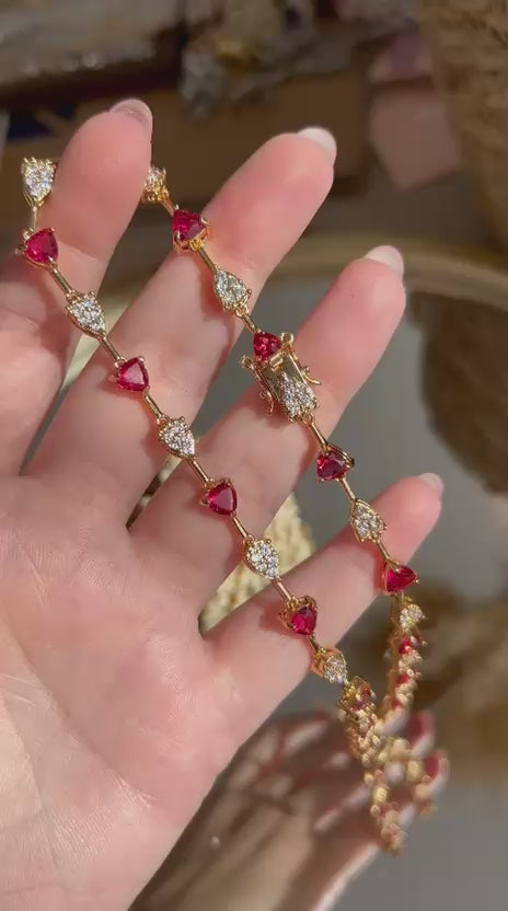 Colar Riviera Pedra Triangular Rubelita Dourado