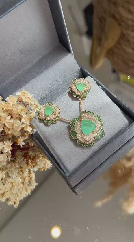 Conjunto Flor Brinco e Colar Fúcsia