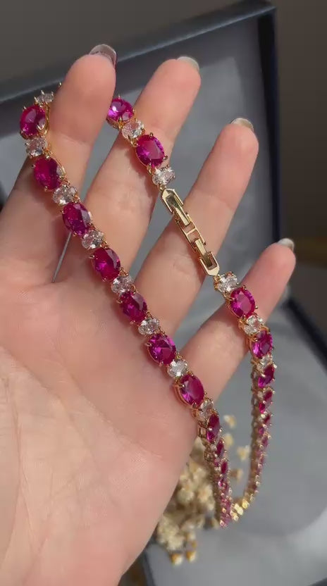 Riviera Pedras Ovais Mesclado Safira Rosa/Pink Dourado