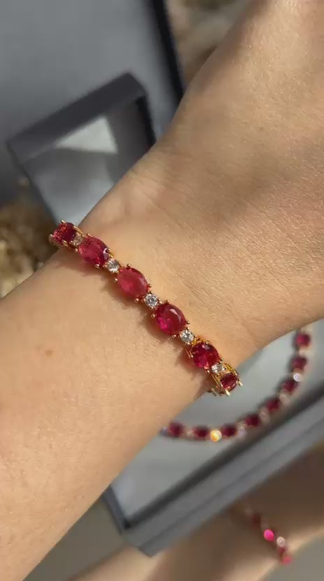 Pulseira Riviera Pedras Ovais Rubelita Dourado