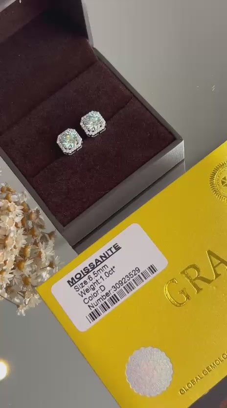 Brinco Solitário Ciano 6,5mm 1.0ct