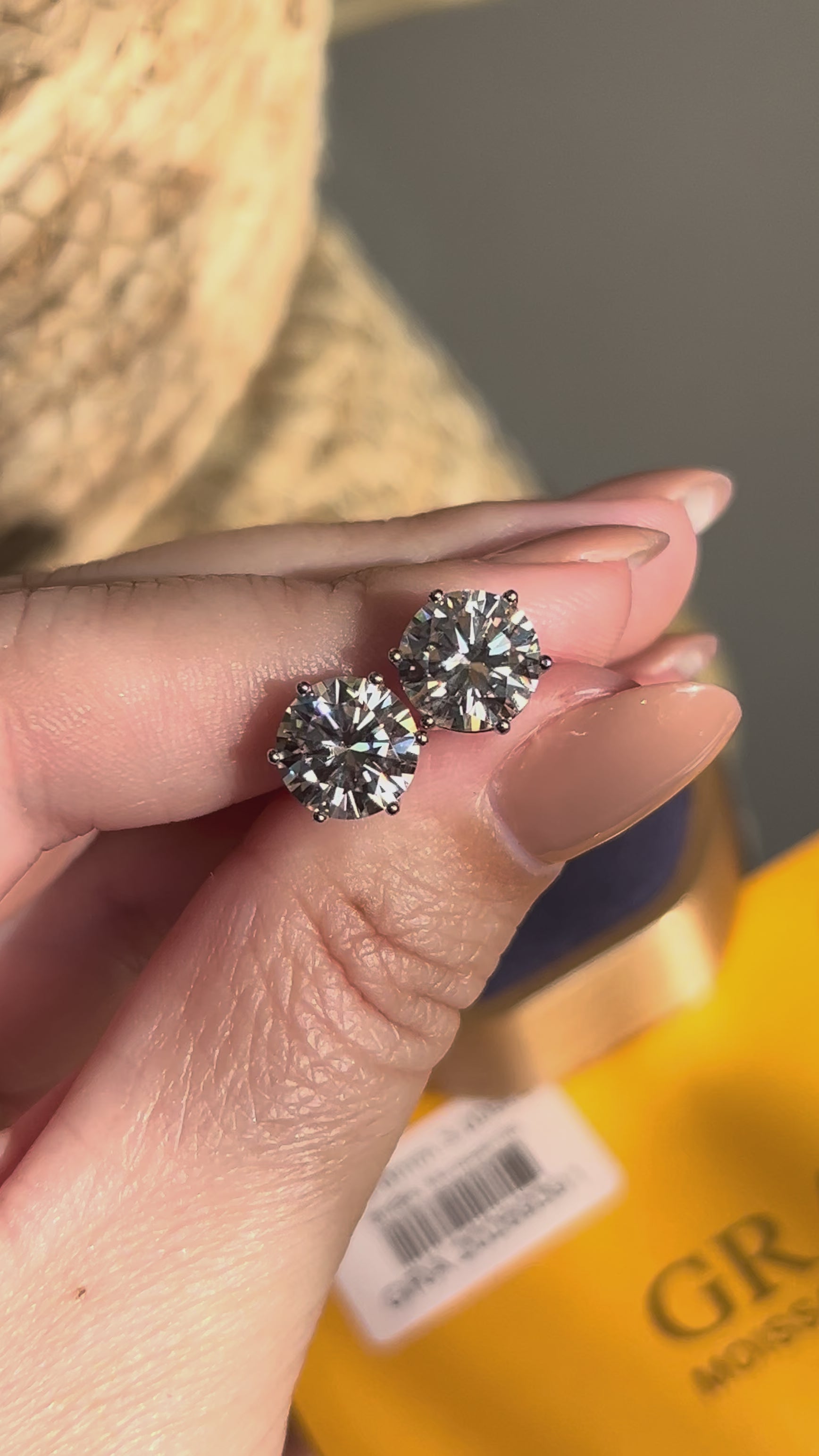 Brinco Solitário Moissanite 9mm 3,0ct