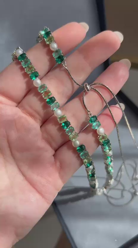 Colar Riviera Turmalinas e Pérolas