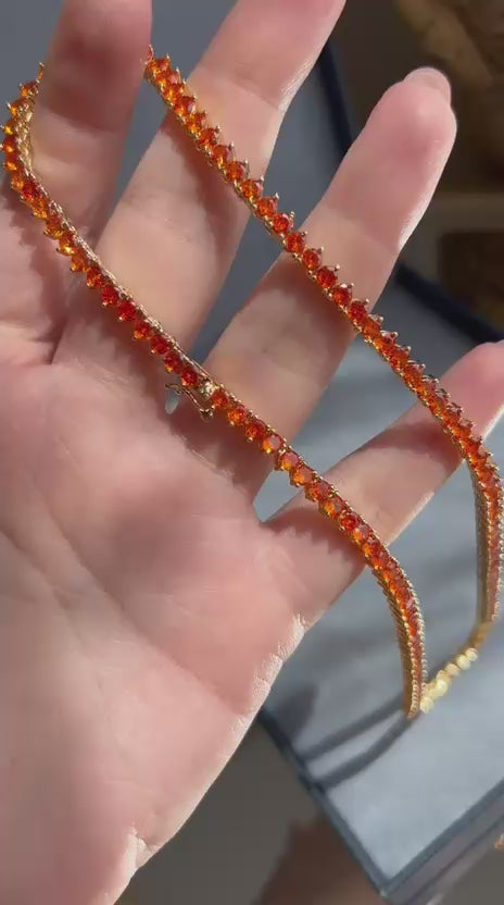 Colar Riviera 3 Garras Tangerina Banho Dourado