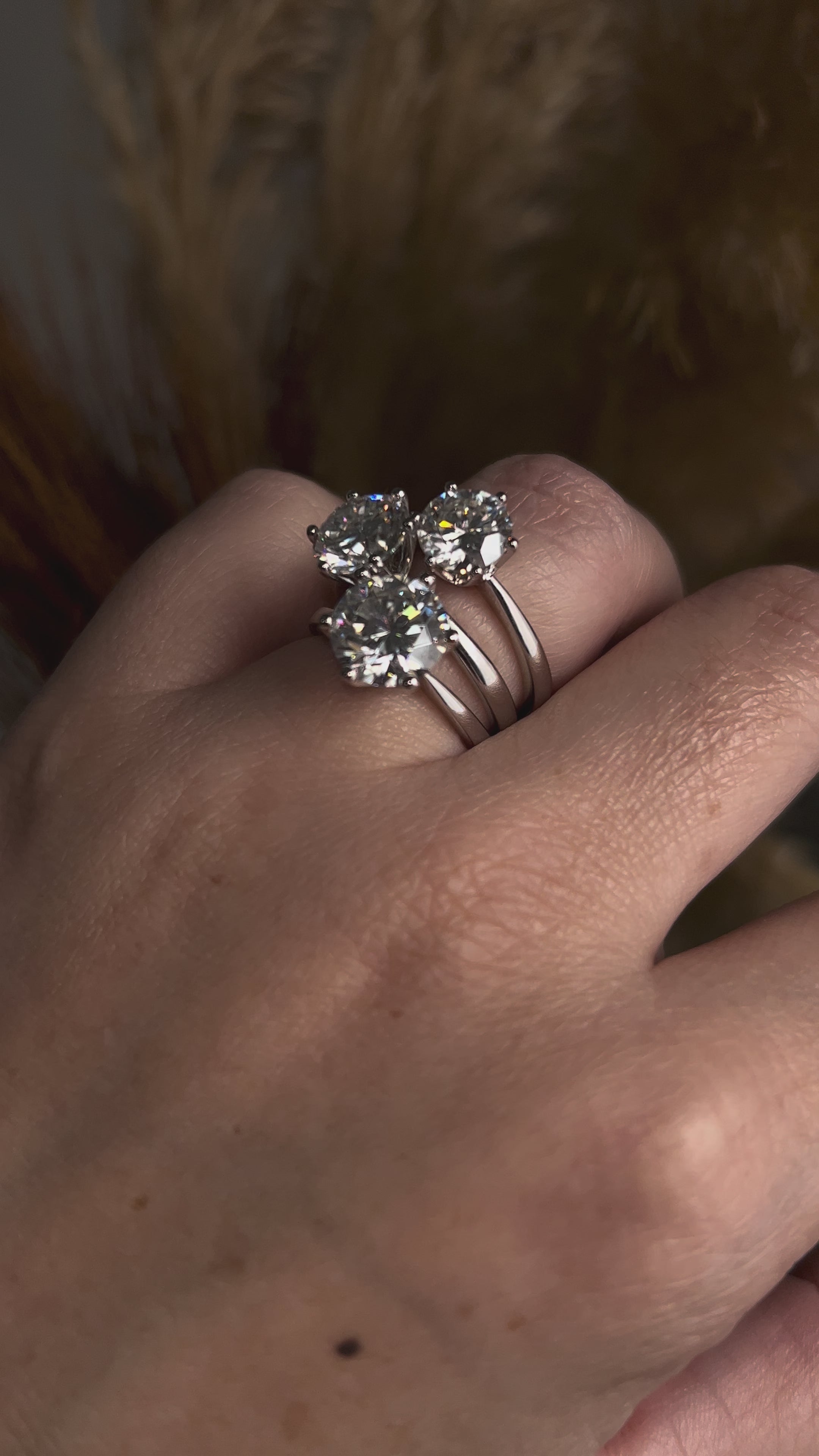 Anel Solitário Moissanite 9mm Ajustável