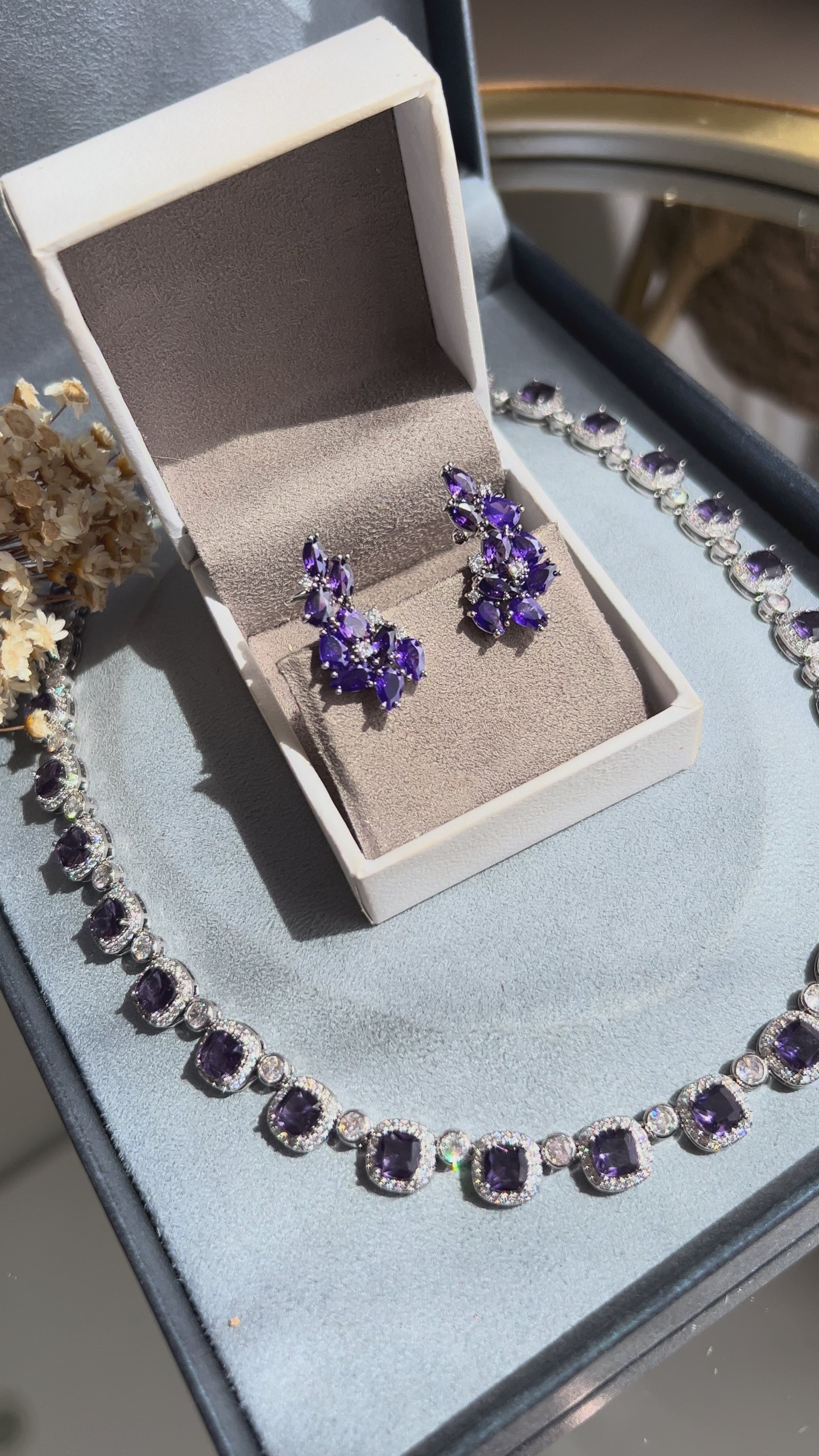 Colar Riviera Pedras Quadradas Ametista