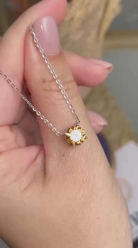 Colar Solitário 8mm 2ct Champagne