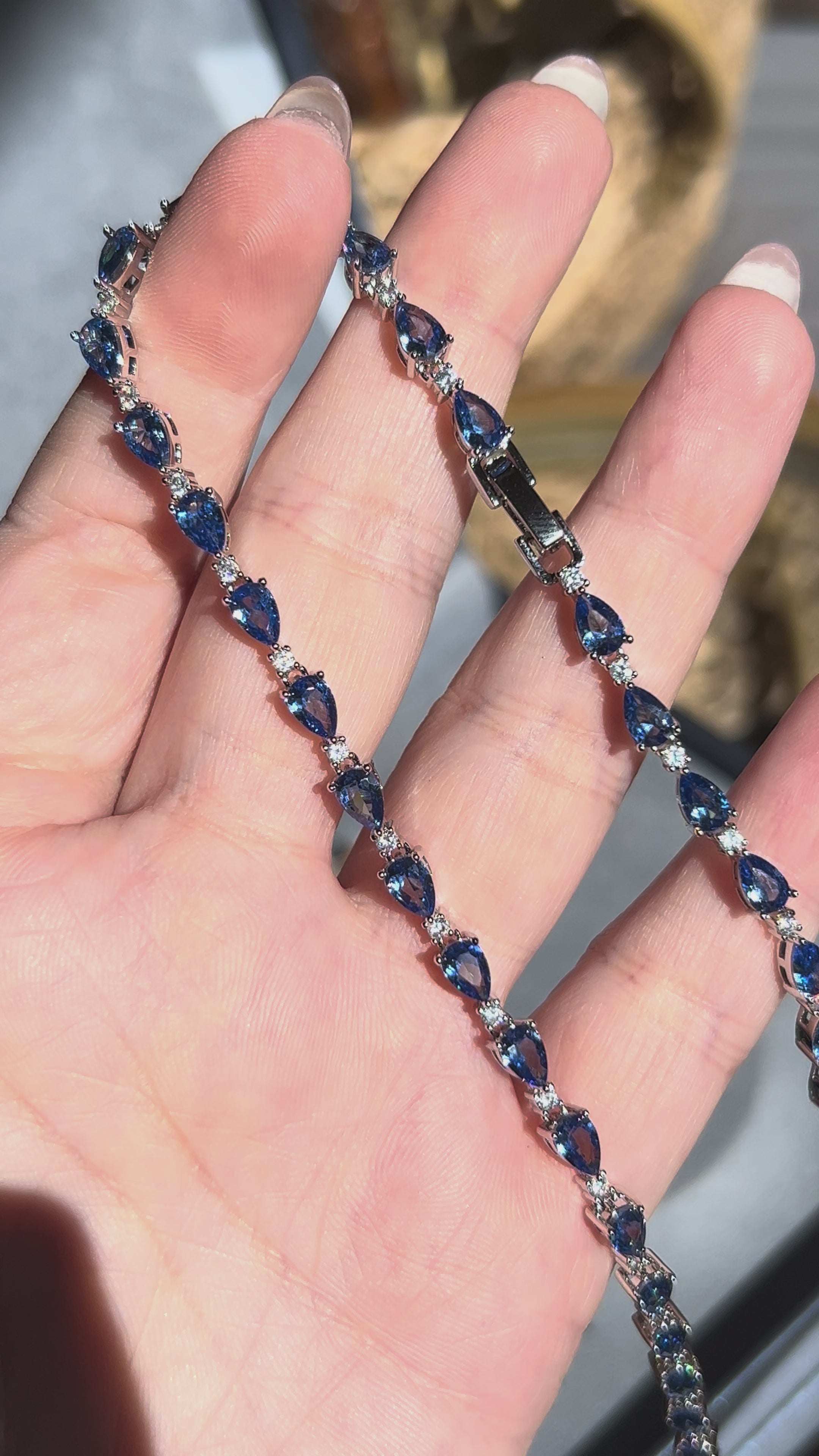 Conjunto Brinco e Colar Riviera Mesclado Tanzanita