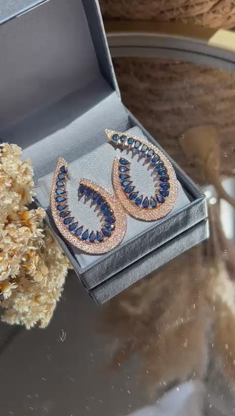 Argola Frontal Azul Safira