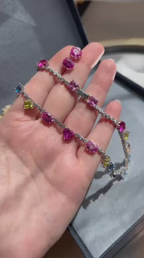 Conjunto Brinco e Colar Riviera Rainbow