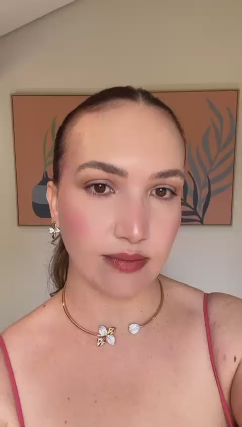 Anel Lírio Aro Dourado Ajustável