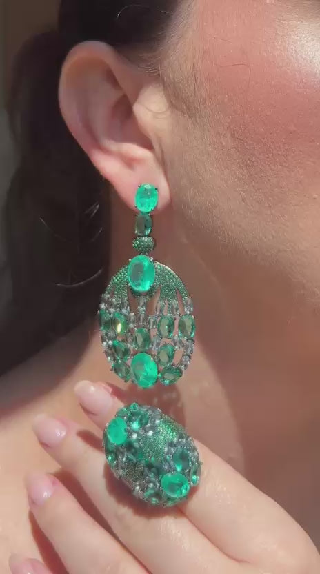 Conjunto Brinco e Anel Kim Turmalina