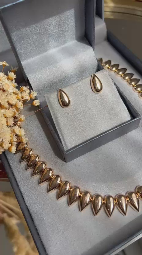 Conjunto Brinco e Colar Riviera Gotas Lisas