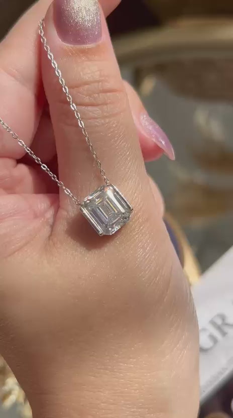 Colar Emerald Cut 9x11 5,0ct Moissanite