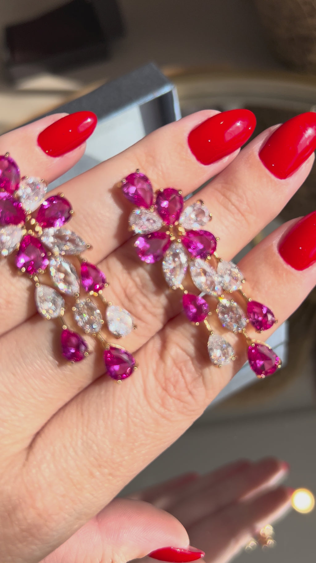 Brinco Lavínea Safira Rosa/Pink Dourado