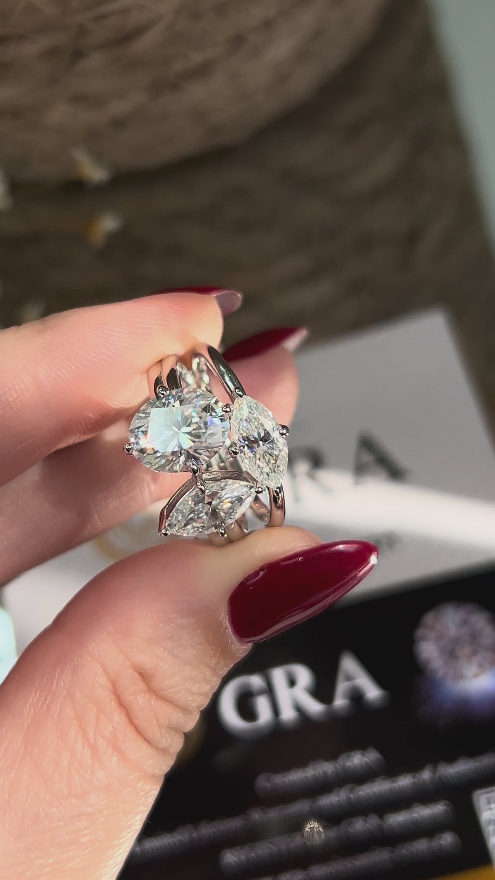 Anel 3 Pedras Moissanite