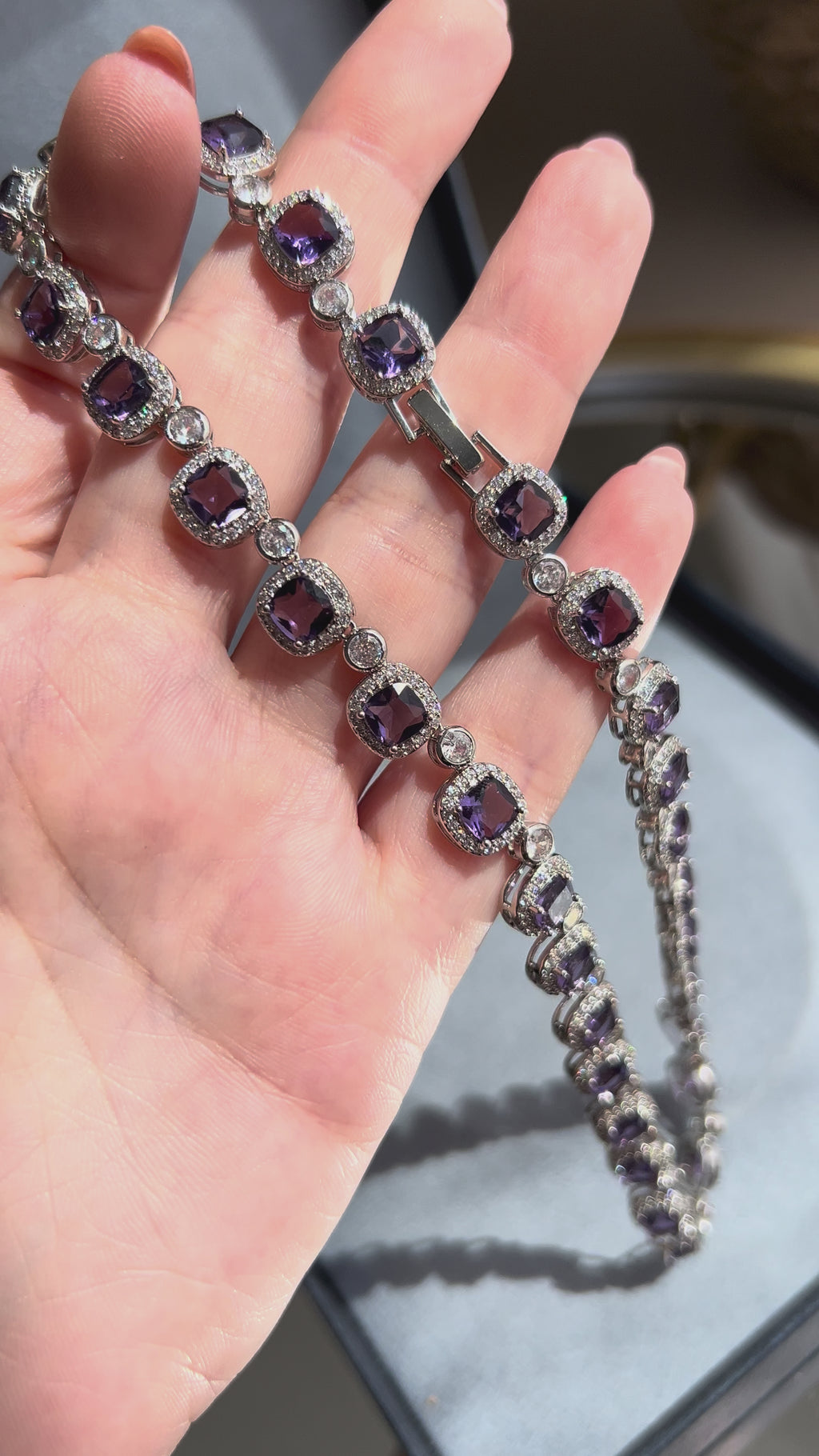 Colar Riviera Pedras Quadradas Ametista