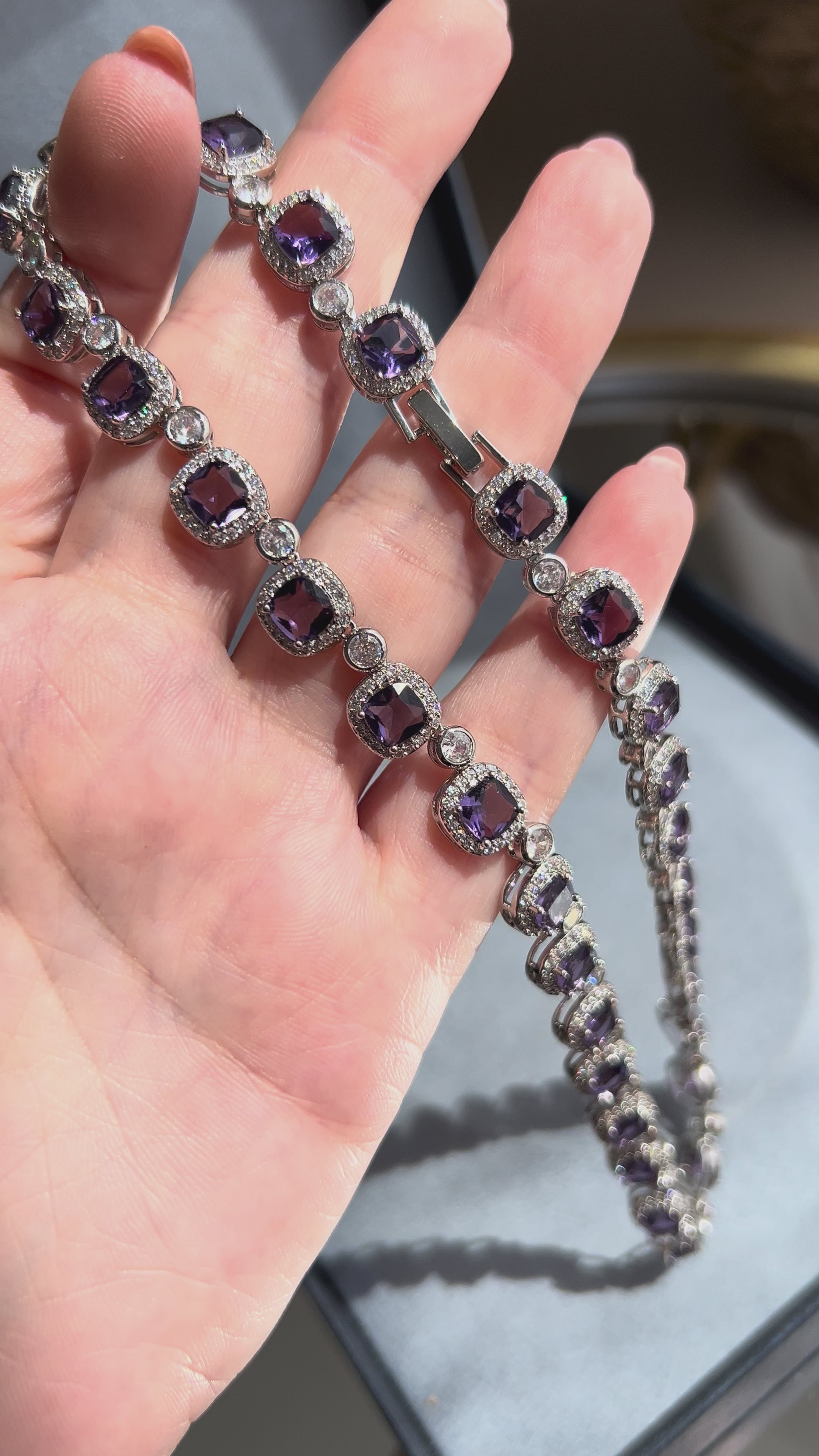 Colar Riviera Pedras Quadradas Ametista