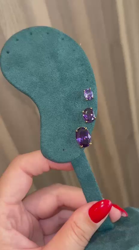 Brinco Solitário Ametista G