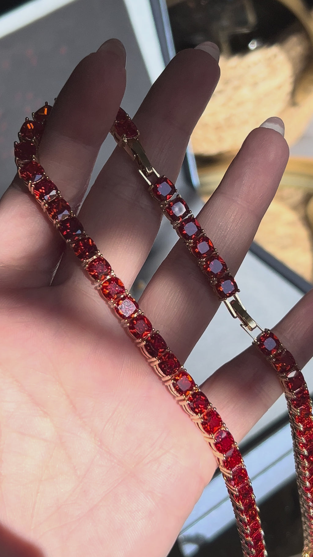 Colar Riviera 6mm Tangerina/Aperol Dourada