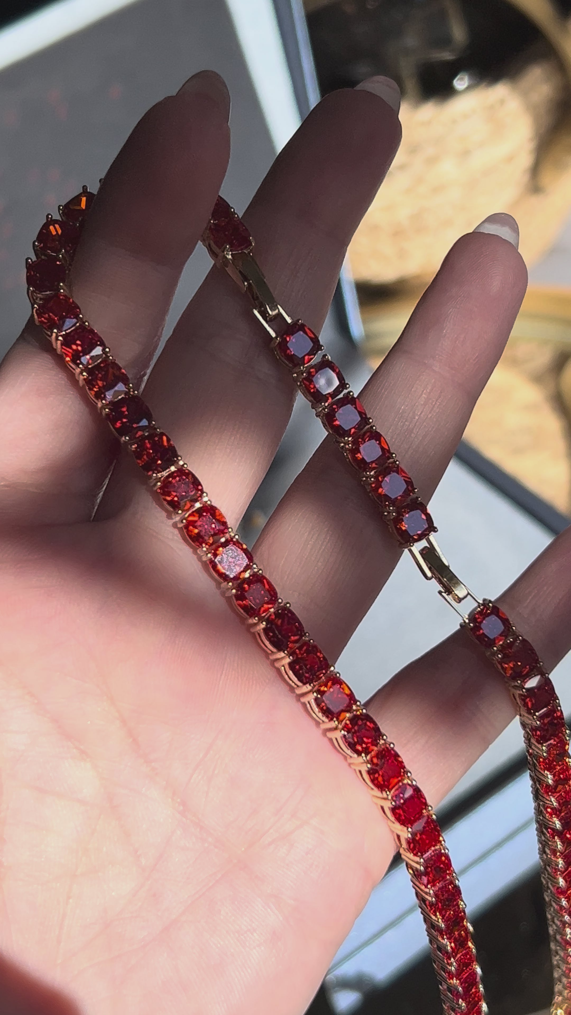 Colar Riviera 6mm Tangerina/Aperol Dourada