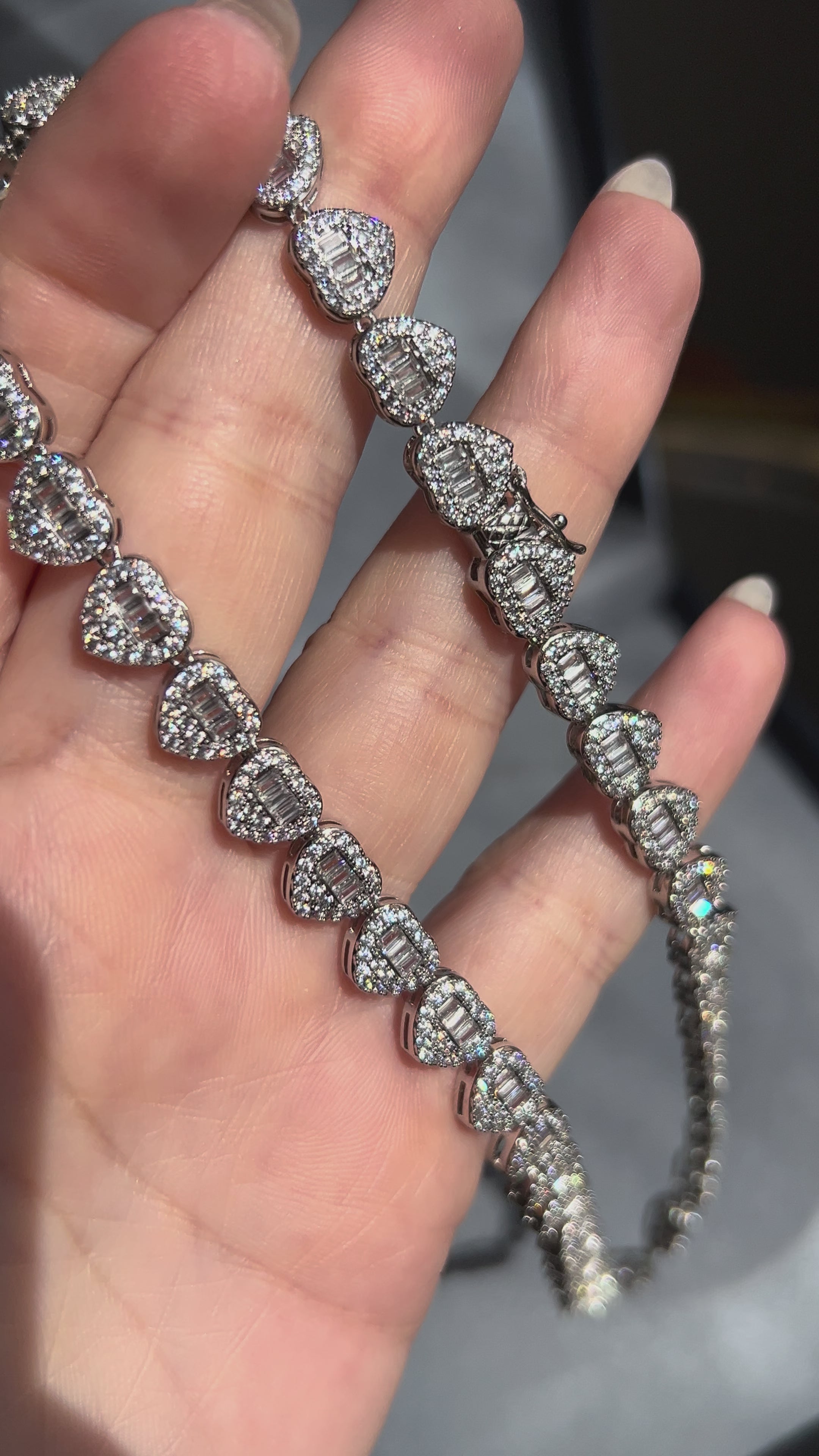 Conjunto Brinco e Colar Riviera Coração Baguetado