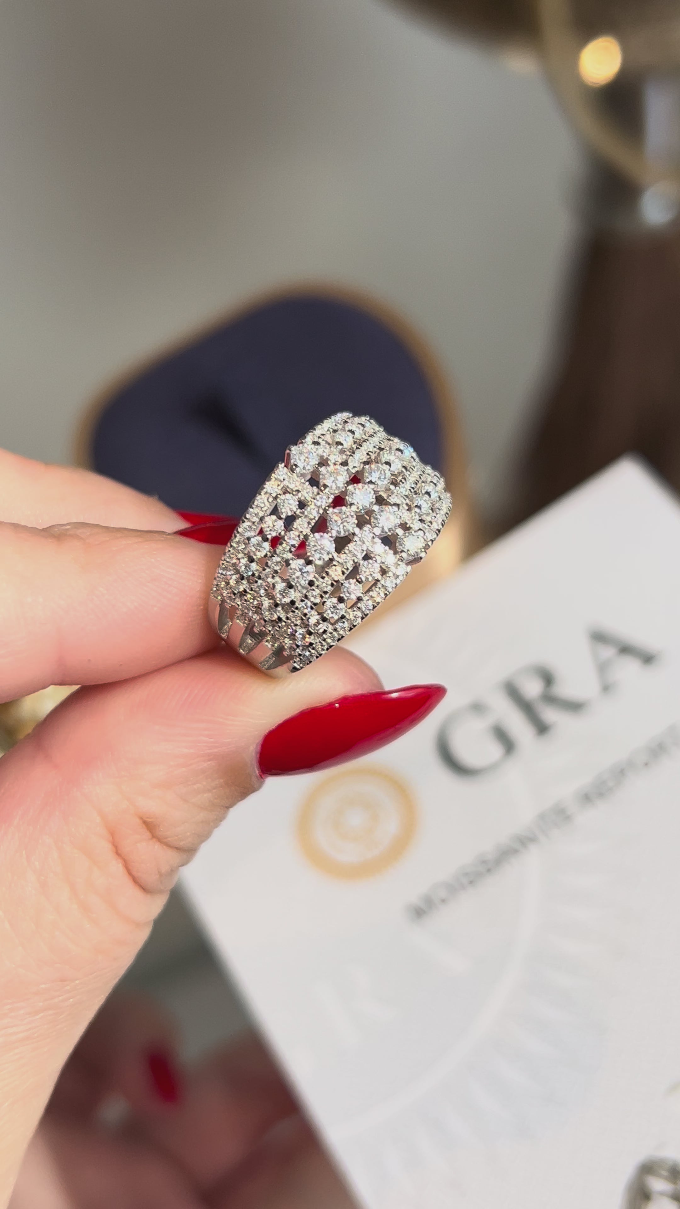 Anel 7 Linhas Moissanite 1.38ct