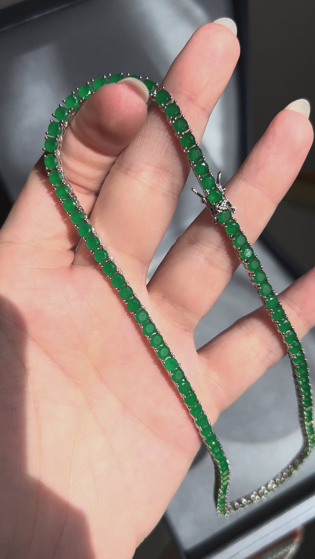 Colar Riviera 4mm Verde Esmeralda