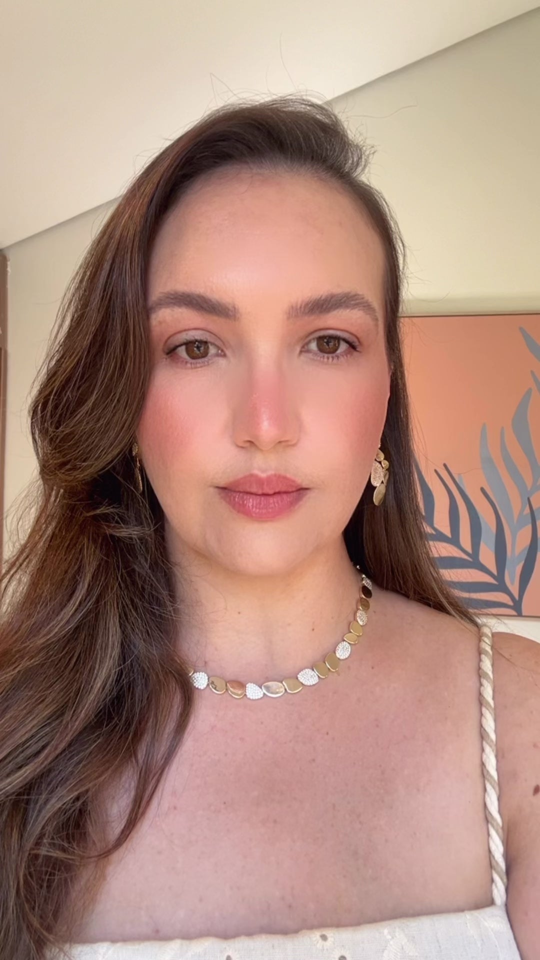 Conjunto Brinco e Colar Organico Dourado