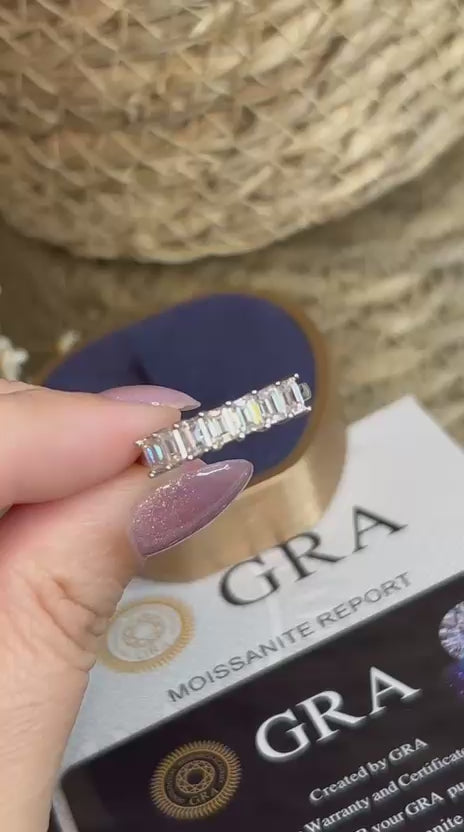 Meia Aliança Emerald Cut 4x6 0,84ct Moissanite