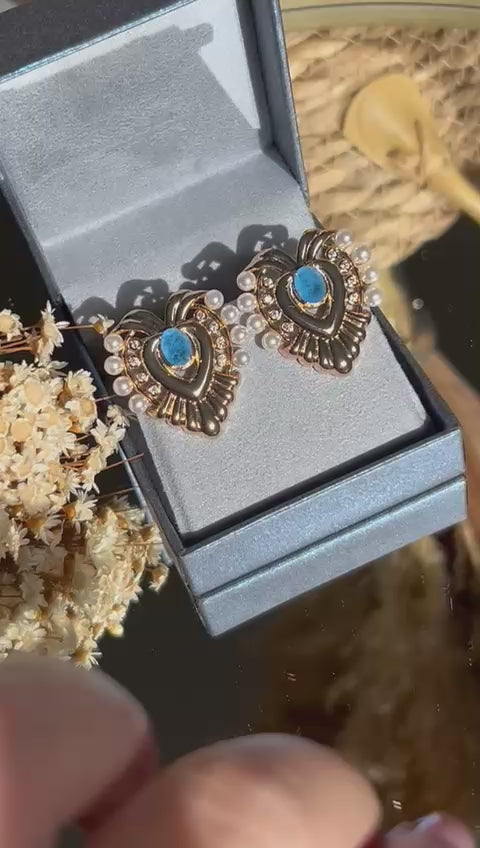 Conjunto Brinco e Anel Coração Pedra Tanzanita Fusion