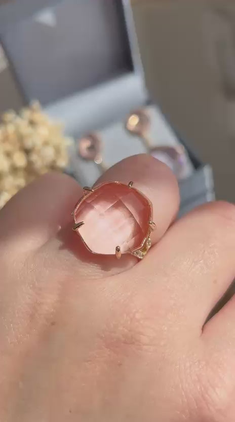 Conjunto Brinco e Anel Rosa Claro