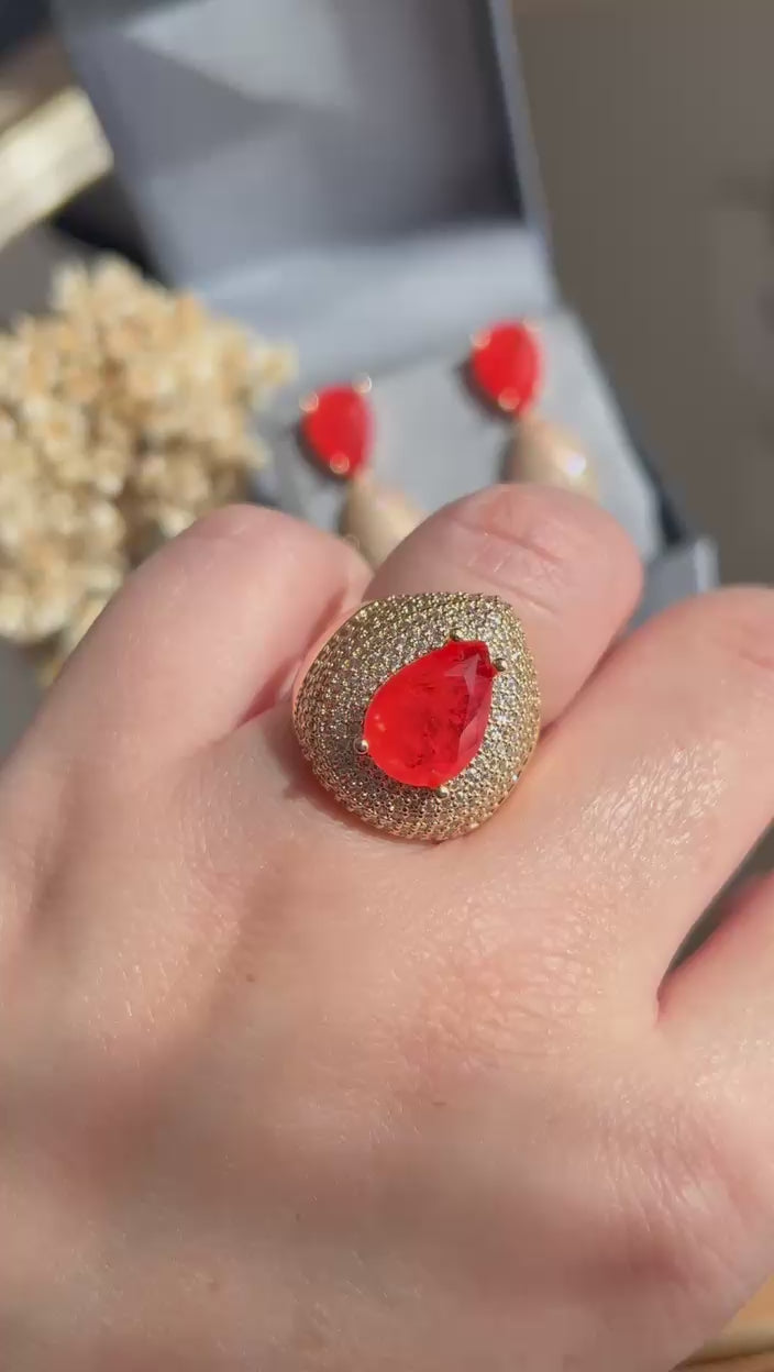 Conjunto Brinco e Anel Gota Tangerina