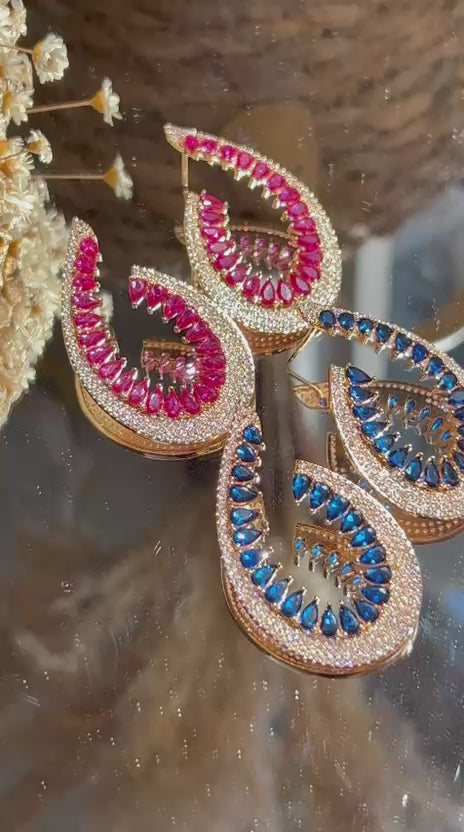 Argola Frontal Safira Rosa/Pink