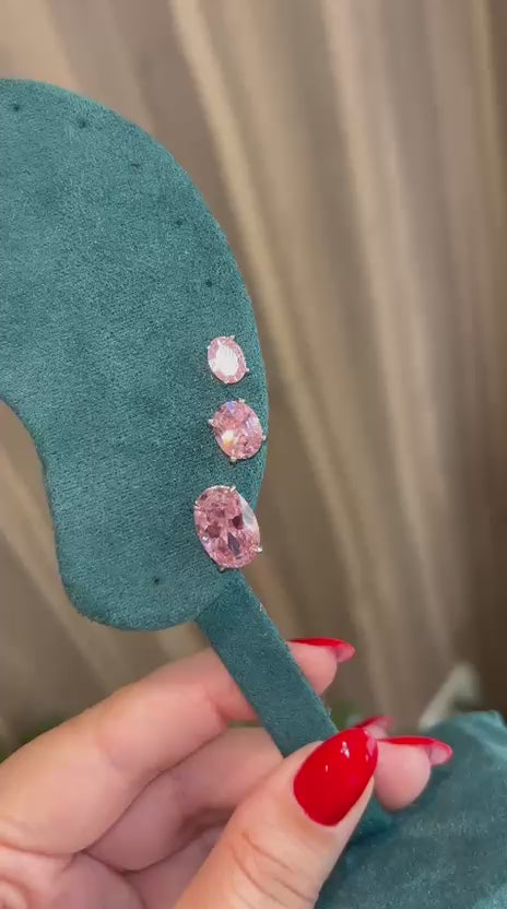 Brinco Solitário Oval Kunzita G